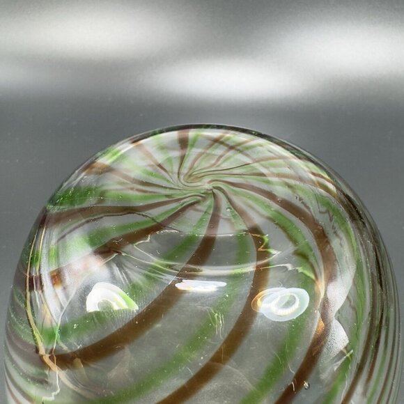 Vintage Molded Glass Dish Bowl With Green Red Swirls Clear Glass Container Bowl - Picture 6 of 9